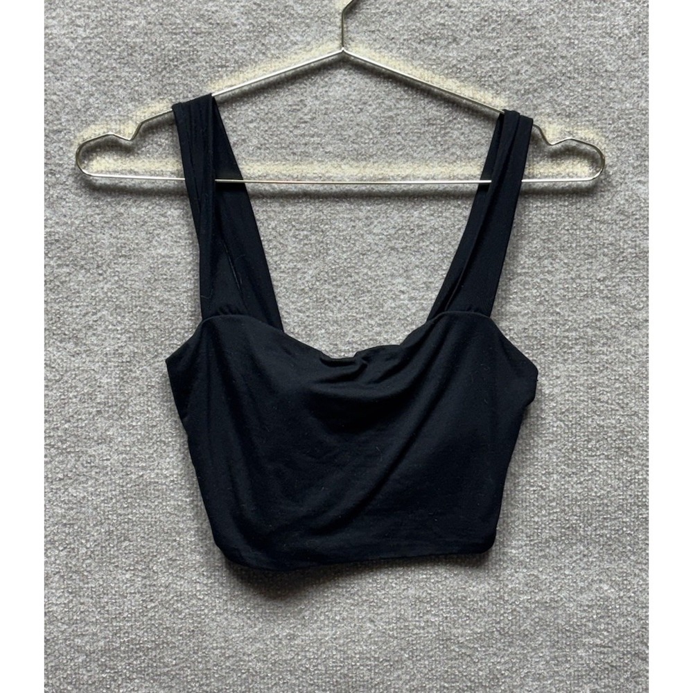 Reformation Crop Top Tank Women Small Black Tie Back Knotted Square Neck EUC